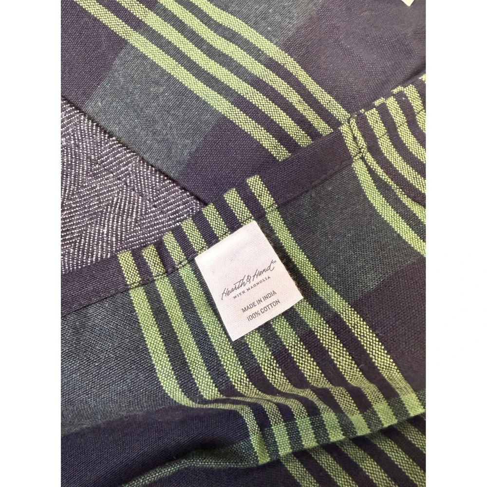 Hearth & Hand Magnolia Cotton Apron Green Black Plaid Herringbone Pocket NWT